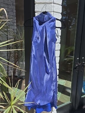 Esprit Sleeveless Royal Blue High-Low Satin Dress